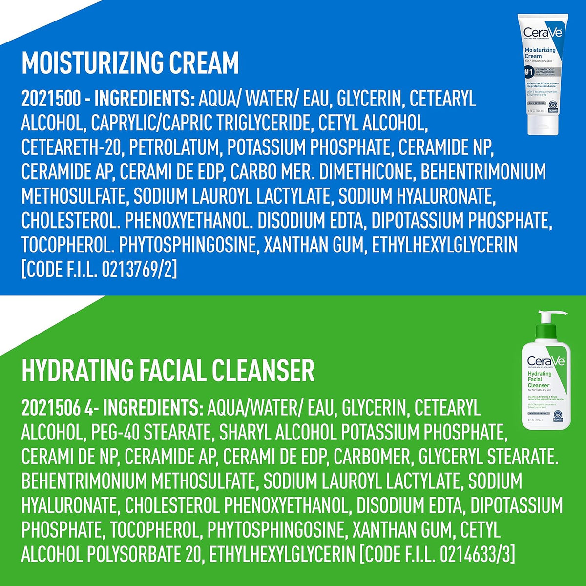 CeraVe Set de cuidado de la piel, crema hidratante y limpiador faci...