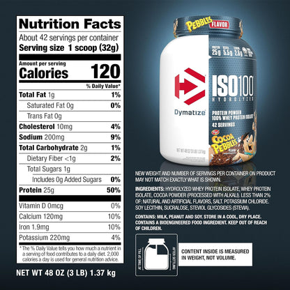 Dymatize Proteína en polvo ISO100, 100% aislado de suero de leche |...