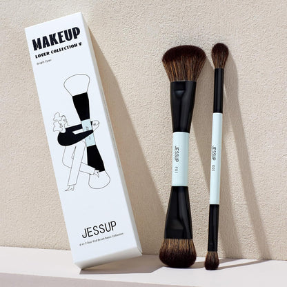 Jessup brochas de maquillaje 2 piezas, cepillo de base de doble car...