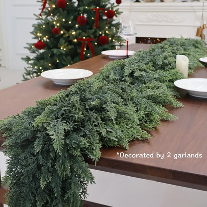 Guirnalda de cedro artificial con toque real para decoración navide...