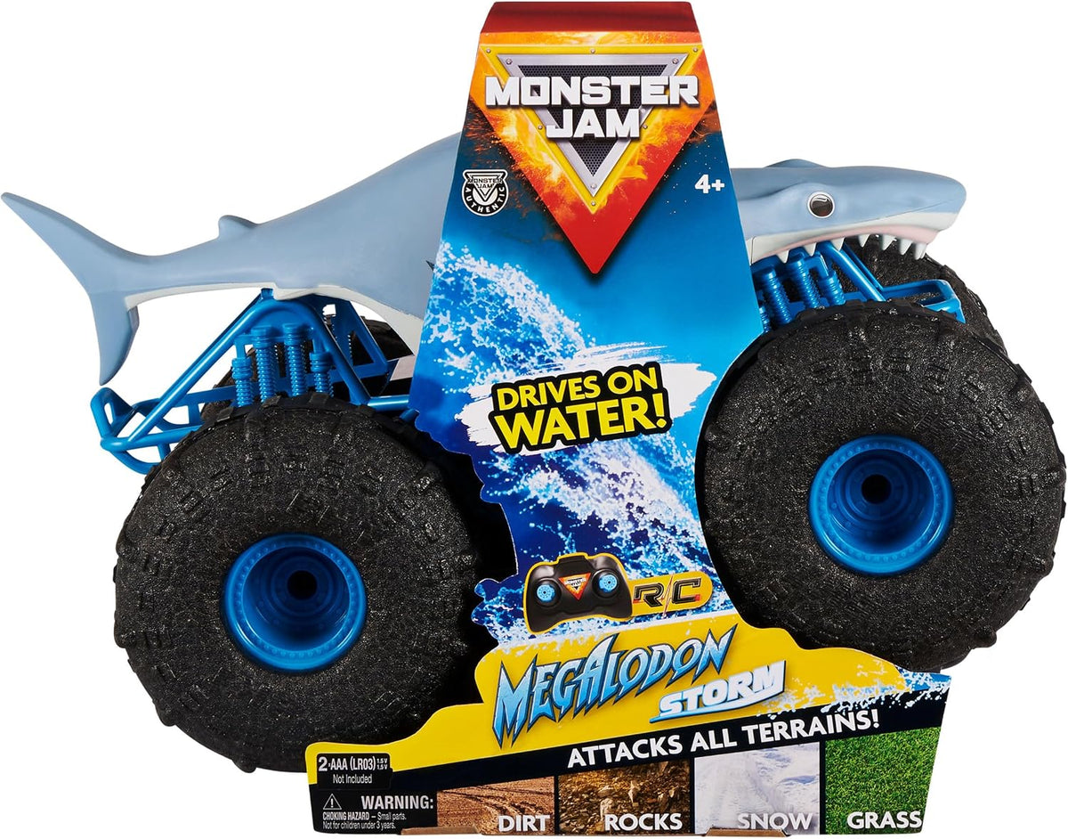 Monster Jam Camión Monster RC todo terreno Megalodon Storm | Drive...