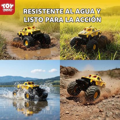 TOY Life Anfibio RC Monster Truck, spray de niebla y luces, amarill...