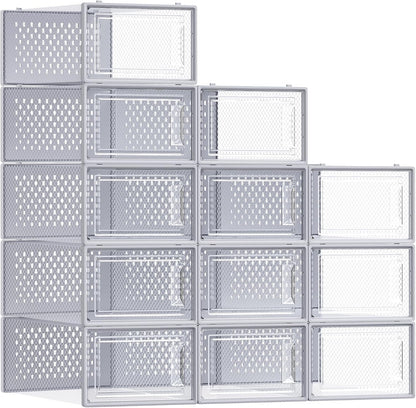 SONGMICS Cajas de zapatos, caja de plástico transparente, paquete d...