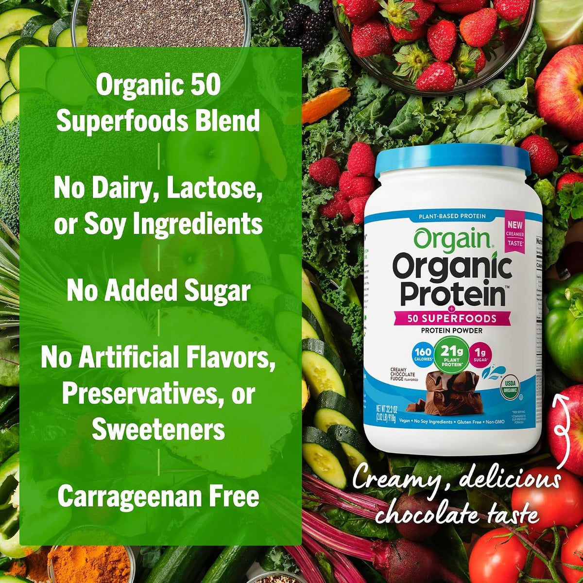 Orgain Proteína vegana orgánica 0.74 oz + superalimentos en polvo |...