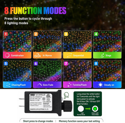 Dazzle Bright 360 luces LED de red, 12 x 5 pies, conectables, imper...