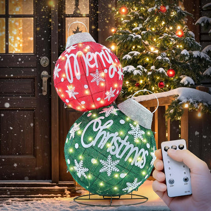 Adornos de bolas de Navidad grandes 3D iluminadas con temporizador...