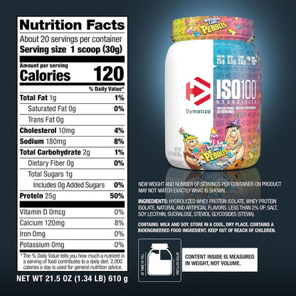 Dymatize Polvo de proteína ISO100, 100% aislado de suero de leche,...
