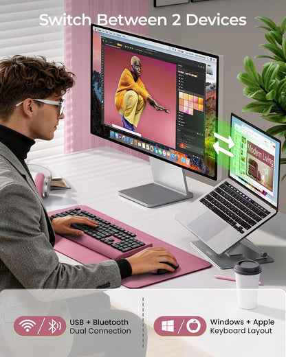 seenda COE200 Combo de teclado y mouse Bluetooth inalámbricos con |...