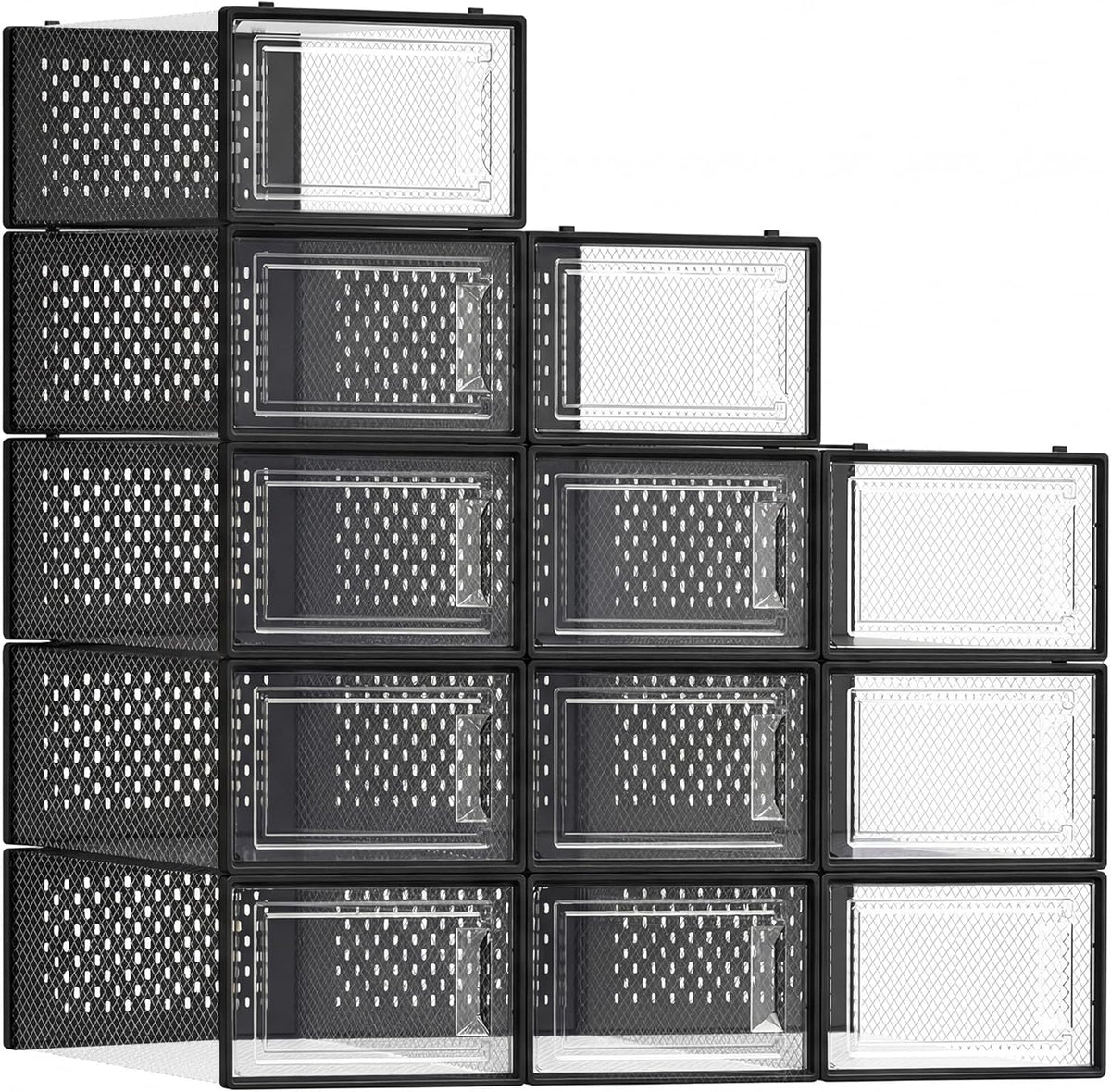 SONGMICS Cajas de zapatos, caja de plástico transparente, paquete d...