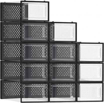 SONGMICS Cajas de zapatos, caja de plástico transparente, paquete d...