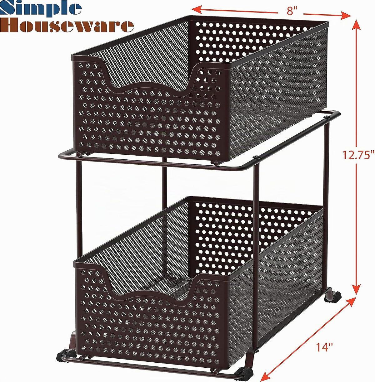 Simple Houseware Cajón organizador de canasta deslizante de 2 nivel...