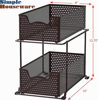 Simple Houseware Cajón organizador de canasta deslizante de 2 nivel...