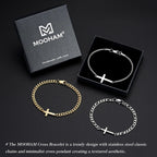 M MOOHAM Pulsera de cruz chapada en oro\/plata de 14 quilates para...