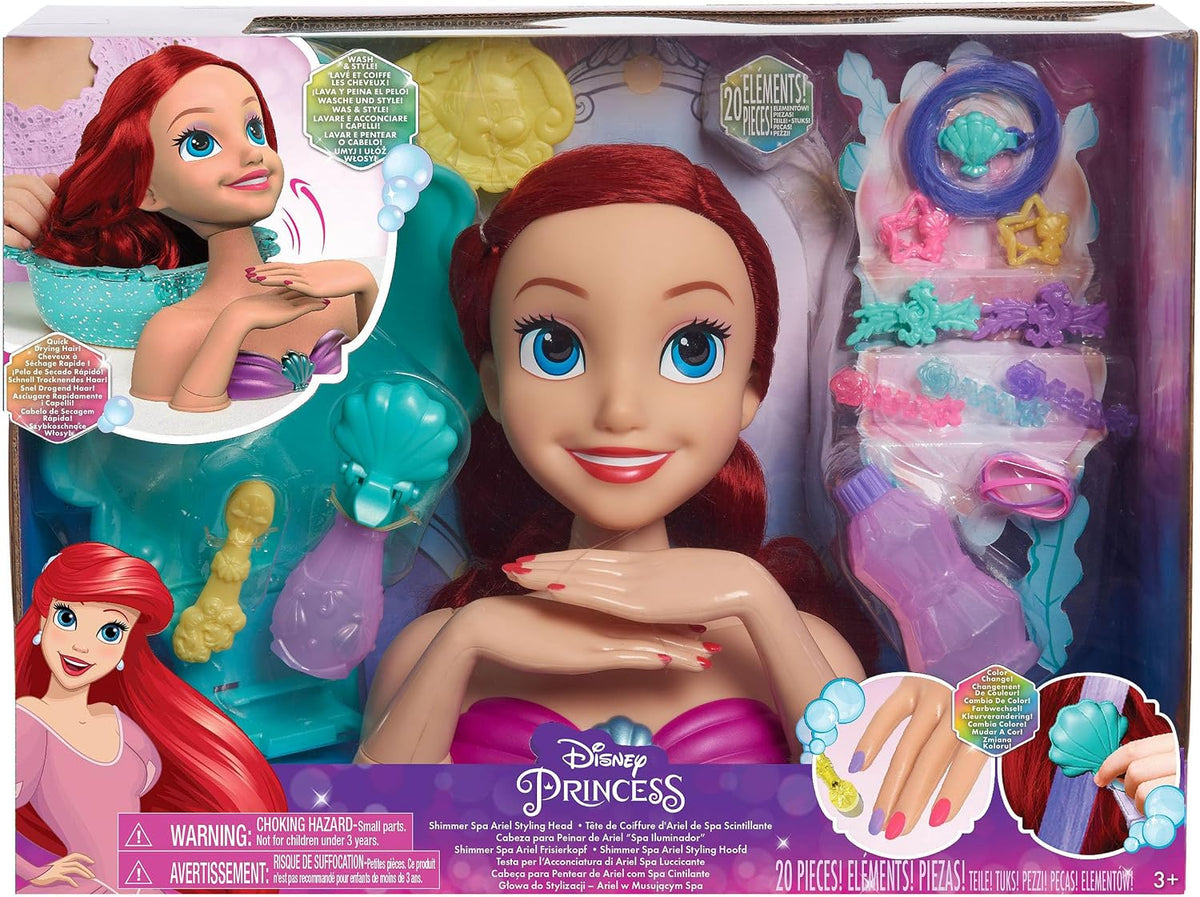 Disney Princess Shimmer Spa Ariel - Cabezal de peinado de 8 pulgada...