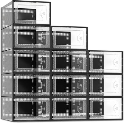 SEE SPRING Caja de zapatos de plástico moderna negra extragrande, p...