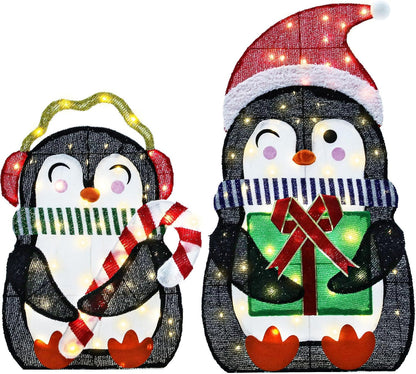 Ultym Pingüinos iluminados de 35 pulgadas para decoración de patio...