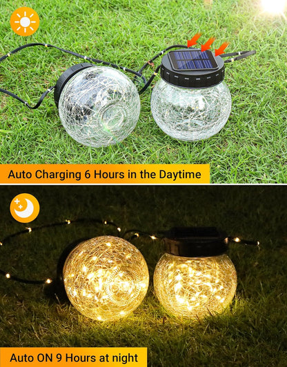 PARTPHONER Luces solares impermeables para exteriores, paquete de 2...