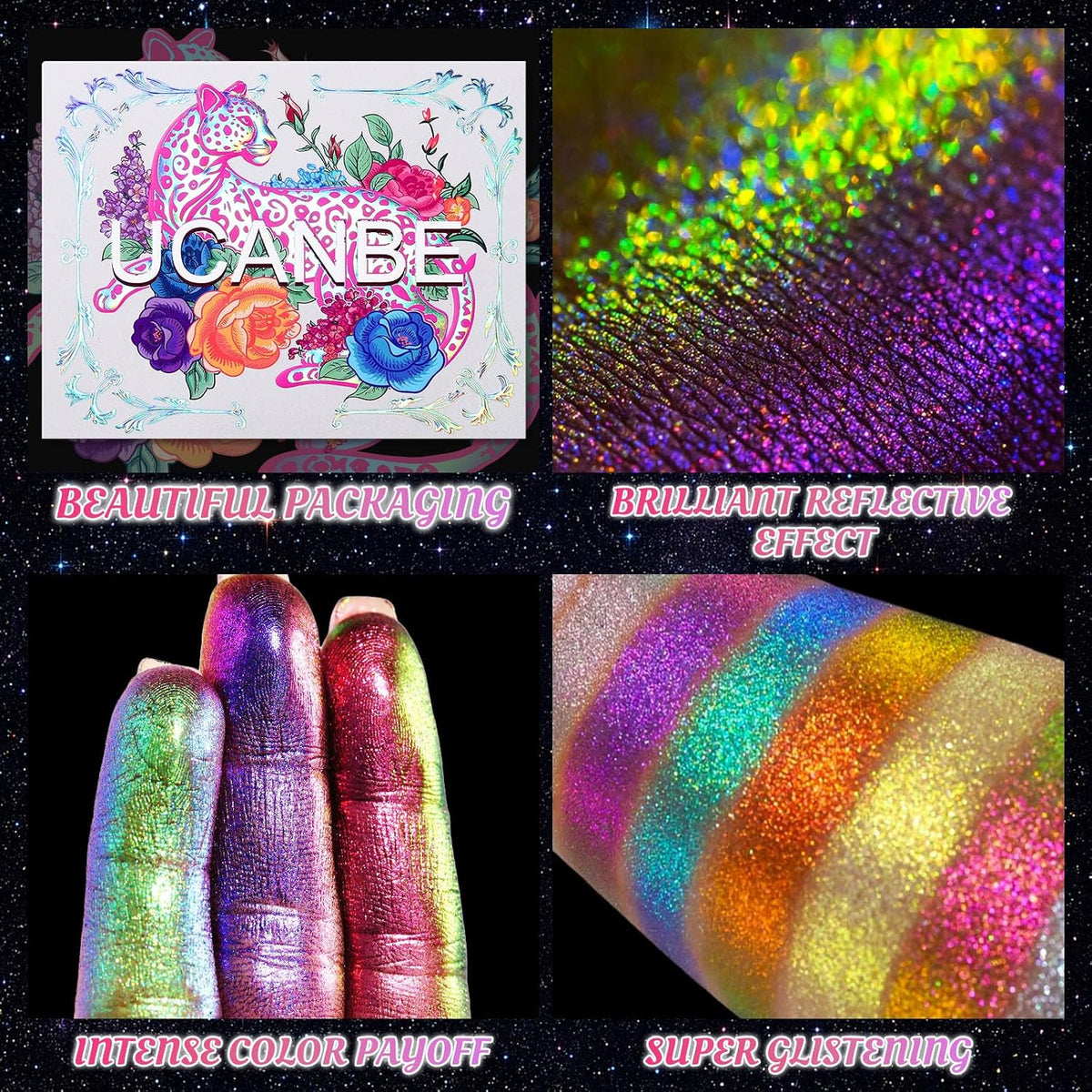 UCANBE Paleta de sombra de ojos multicromática camaleón, 10 colores...