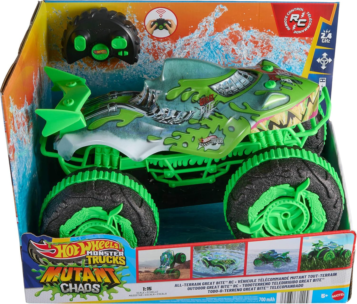 Hot Wheels Monster Trucks Todo Terreno Gran Mordida RC | Juguete de...