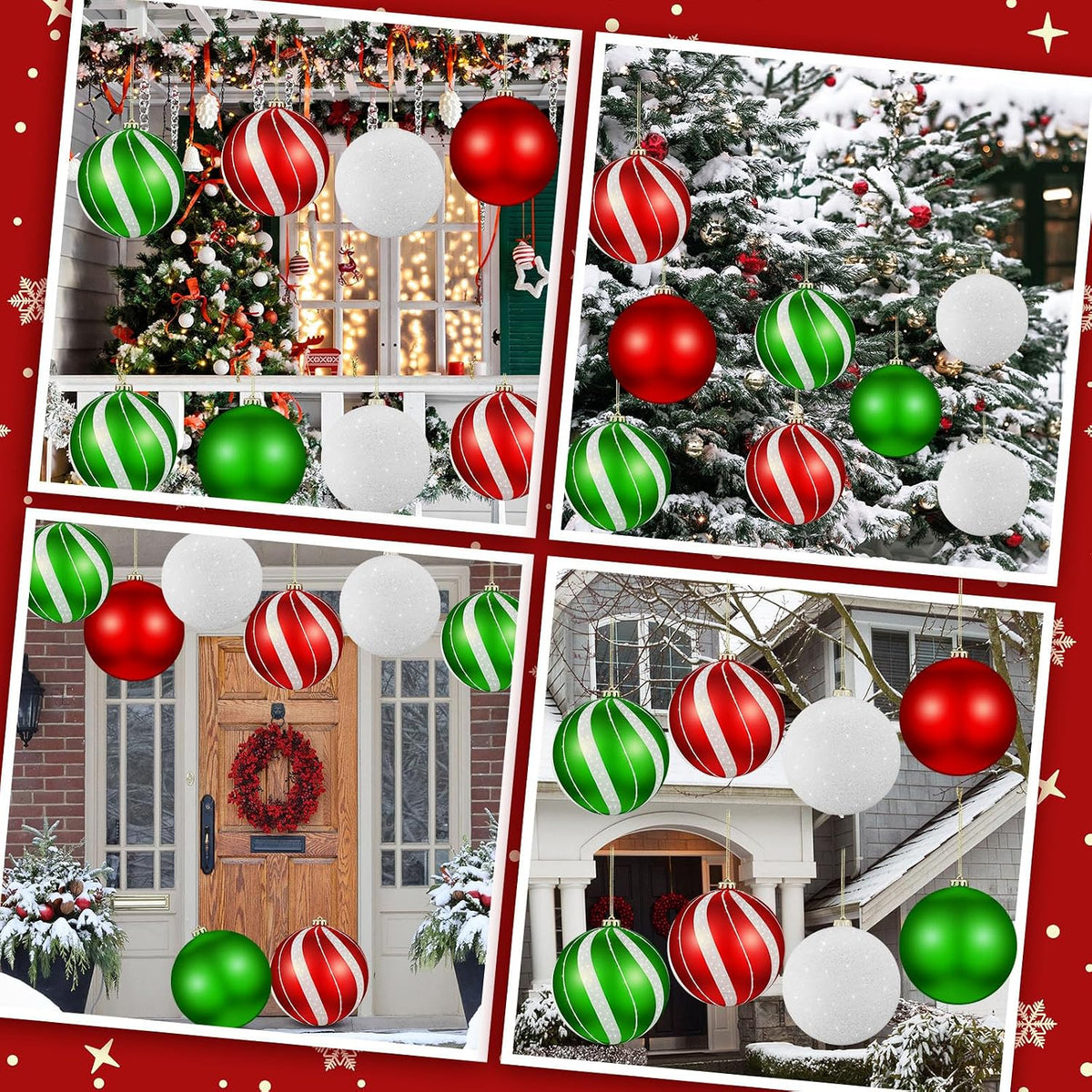 Wettarn Juego de 8 grandes bolas de ornamento de Navidad de 6 pulga...
