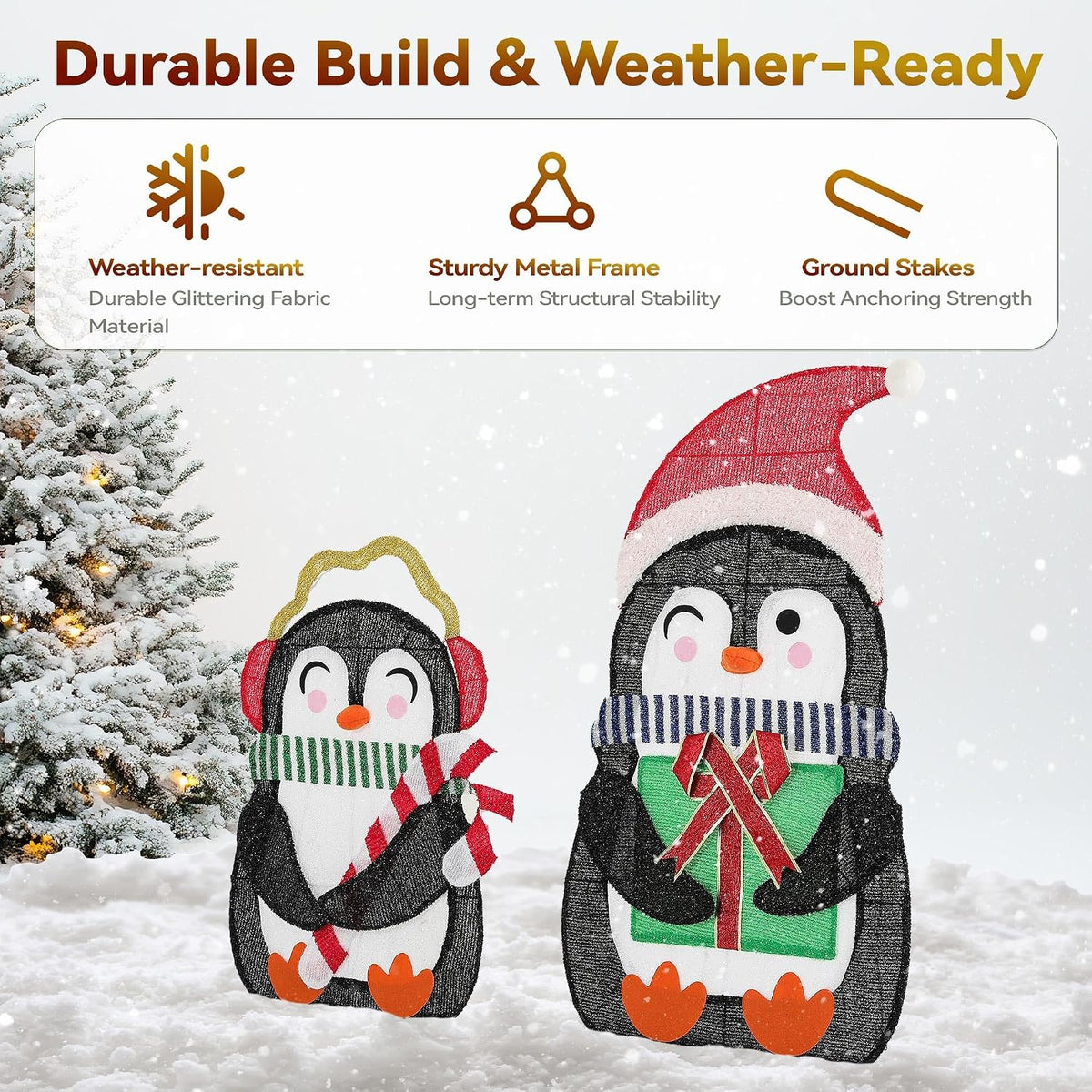 Ultym Pingüinos iluminados de 35 pulgadas para decoración de patio...