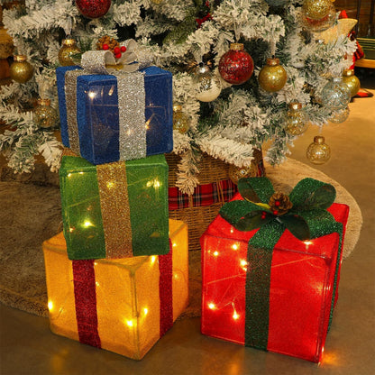 Juego de 4 cajas decorativas de regalo iluminadas para Navidad, caj...