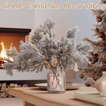 Wavwavw 6 ramas de pino de cedro artificial de Navidad flocadas, 25...