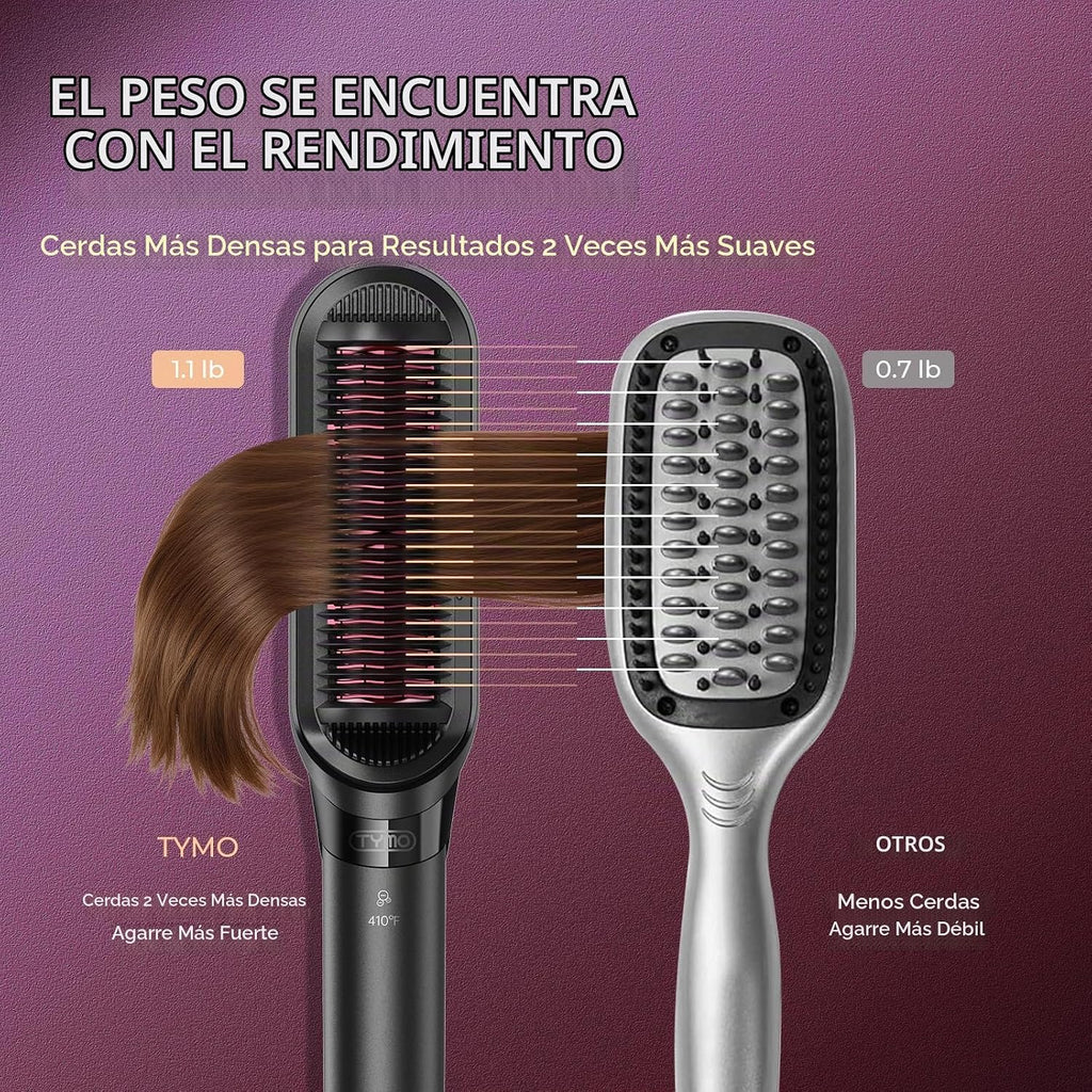 Cepillo alisador de pelo de hierro plano TYMO 2 en 1, peine calient...