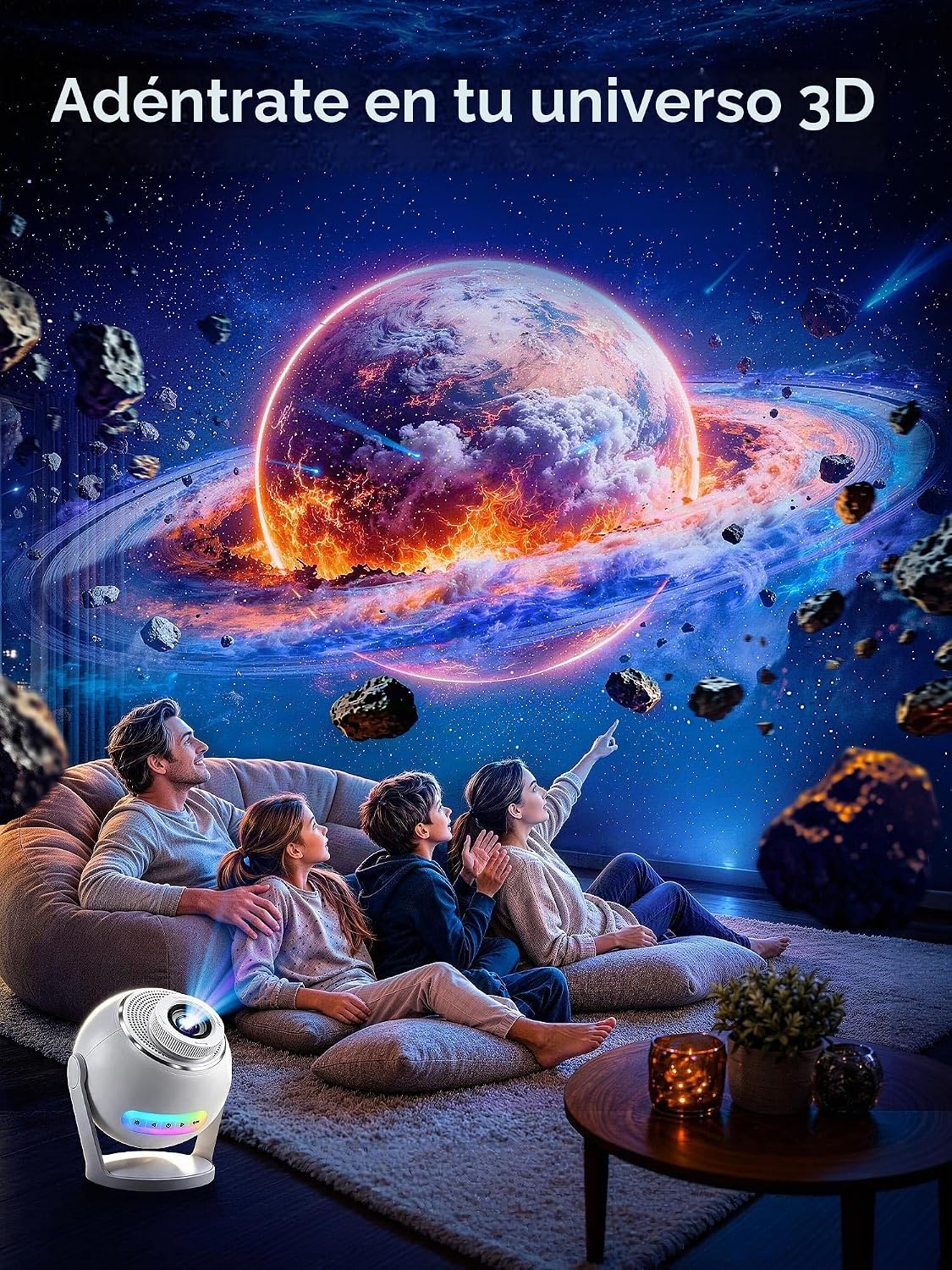 Proyector Galaxy 3D, Altavoz Bluetooth con Proyector Estrella de 60...