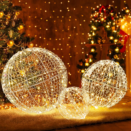 Tangkula Paquete de 3 Bolas de Luz LED de Navidad para Árbol, Grand...
