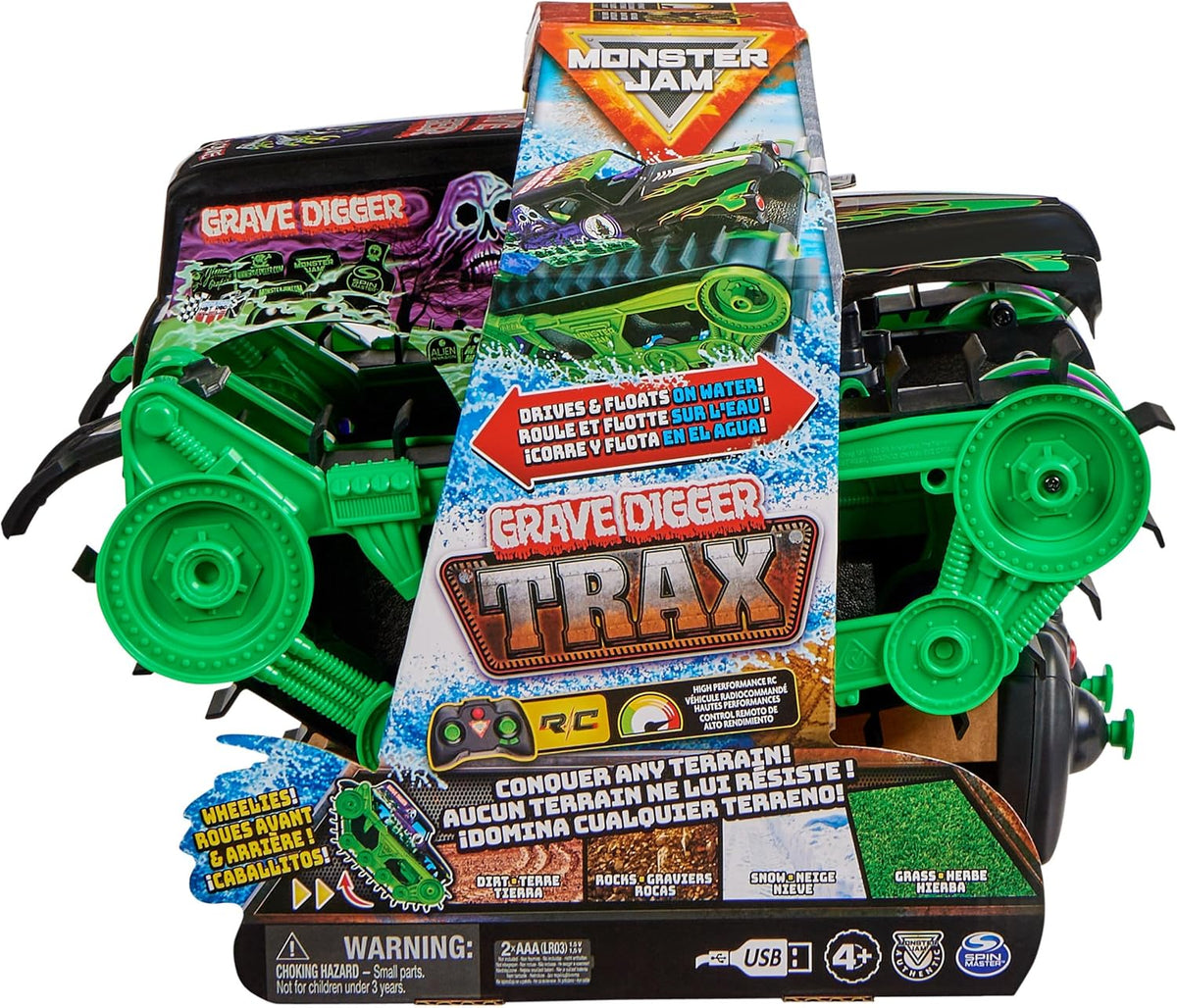 Monster Jam Grave Digger Trax Camión de juguete todoterreno RC, esc...
