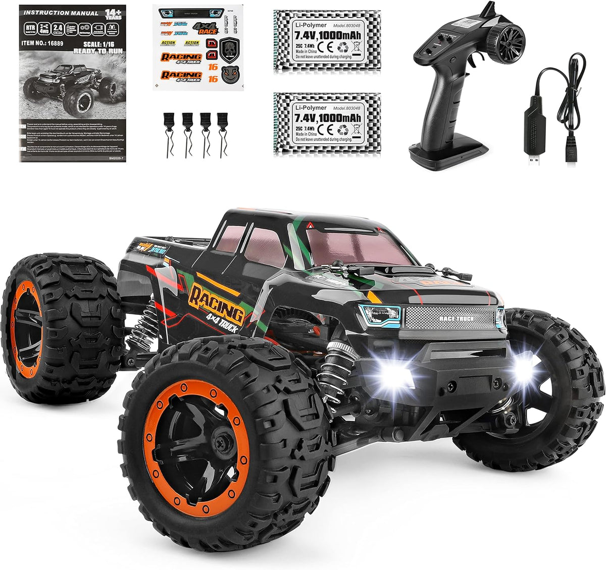 HAIBOXING Coche de control remoto 16889, escala 1:16, 2.4 GHz, auto...