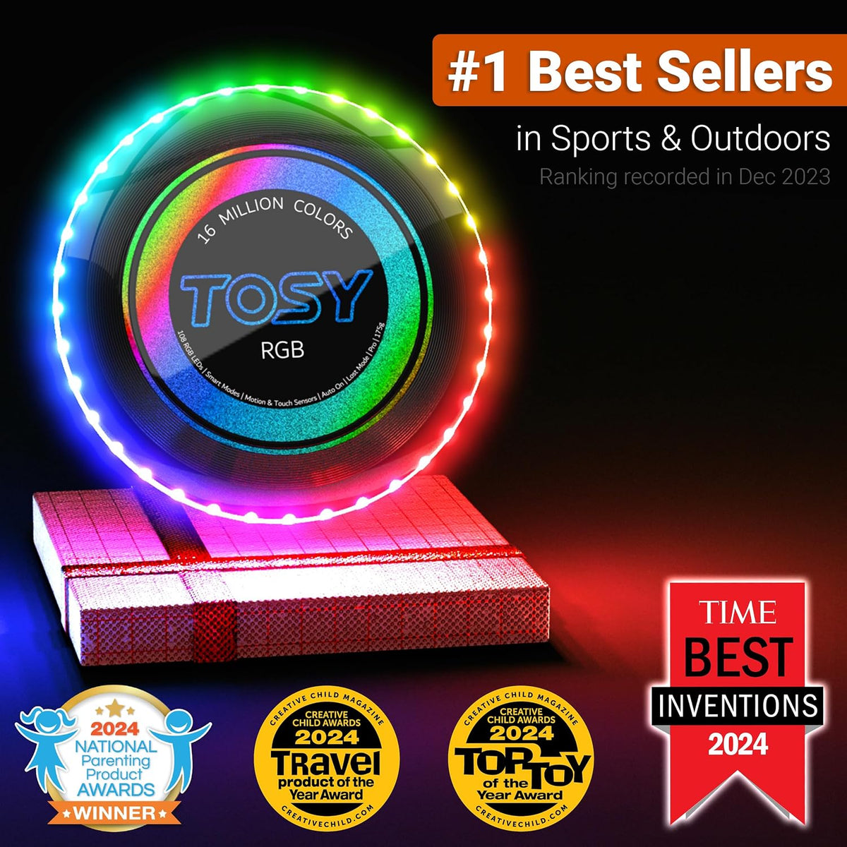 TOSY Disco volador: 16 millones de colores RGB o 36 LED, extremadam...