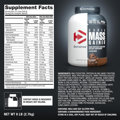 Dymatize Super Mass Gainer - Proteína en polvo, chocolate rico, 1.8...