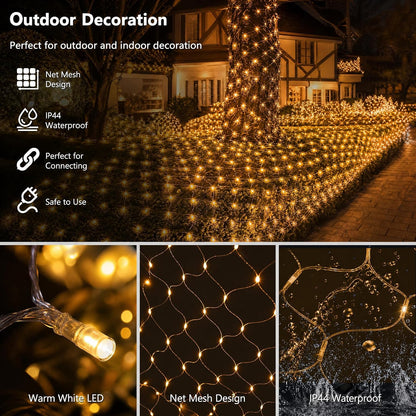 Dazzle Bright 360 luces LED de red, 12 x 5 pies, conectables, imper...