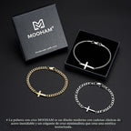 M MOOHAM Pulsera de cruz chapada en oro\/plata de 14 quilates para...