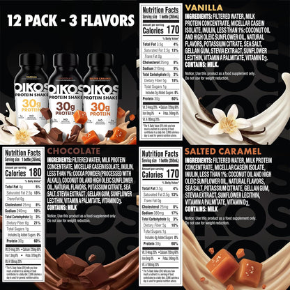 Oikos Batido de Proteína, Paquete de Variedad Exclusivo, Bebidas de...