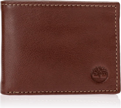 Timberland Billetera plegable de cuero para hombre, color coñac (Hu...