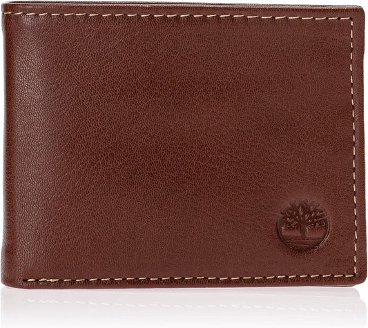 Timberland Billetera plegable de cuero para hombre, color coñac (Hu...
