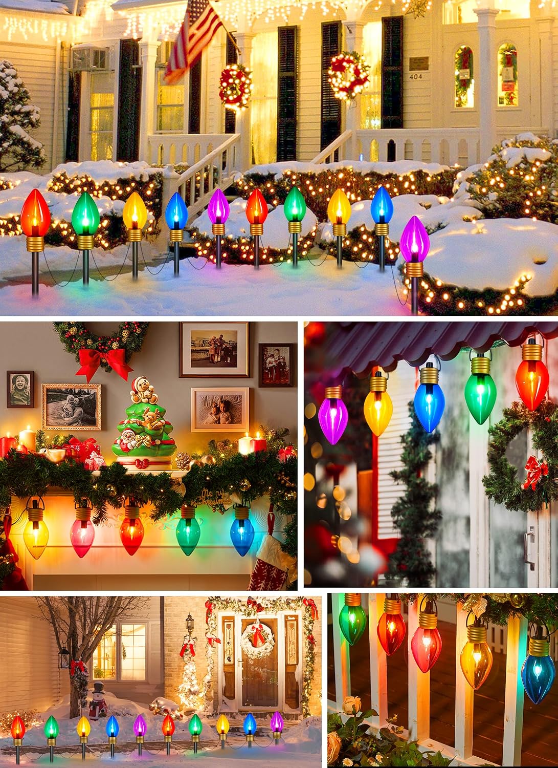 2 paquetes de luces de pasarela Jumbo C9 de Navidad para exteriores...