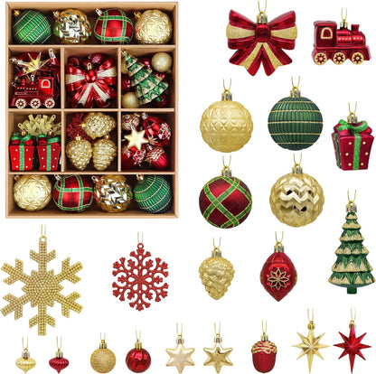 Alupssuc - Juego de 82 bolas de Navidad clásicas, rojo, verde y dor...