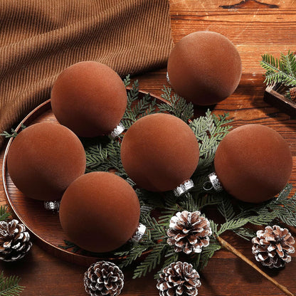 6 adornos grandes de terciopelo de Navidad de 4 pulgadas | Bolas co...