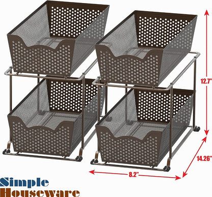 Simple Houseware Cabinet Cajón tipo cesta perforado de 2 niveles, b...