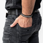 SERASAR | Pulsera de cuero genuino de primera calidad [acero] para...