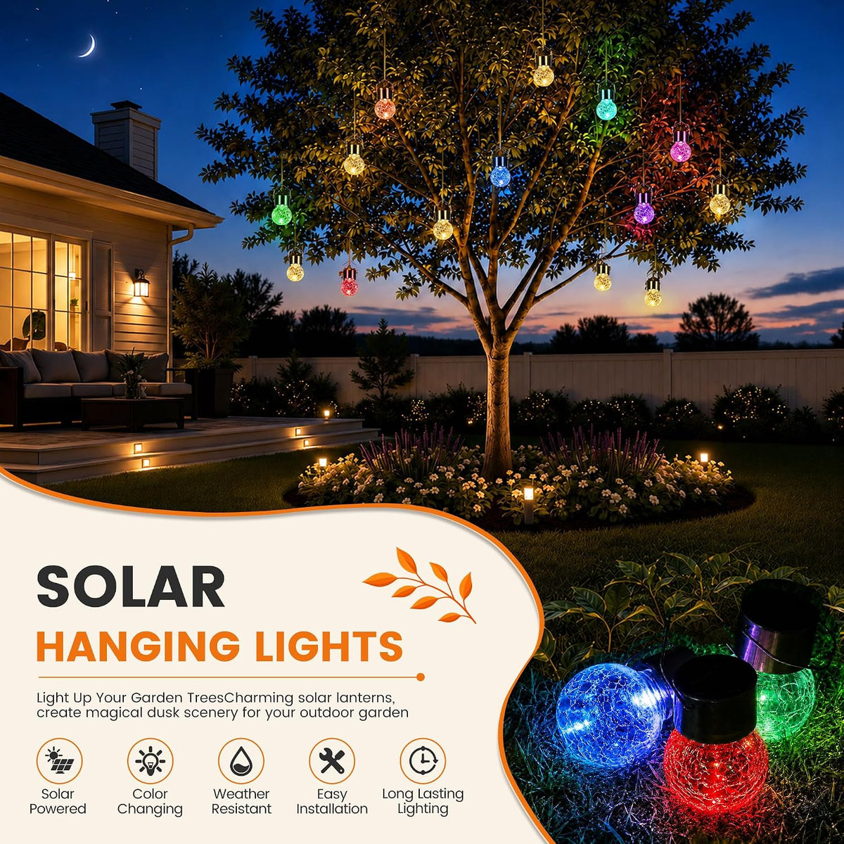 GIGALUMI Luces colgantes solares fuera de la luz solar de la decora...