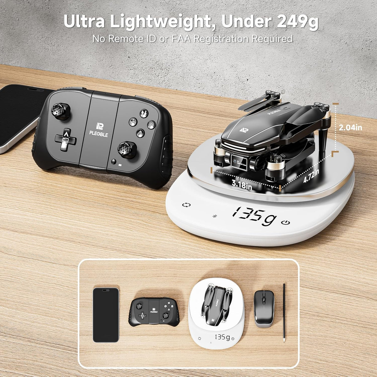 Dron con cámara para niños adultos, dron RC sin escobillas con alar...