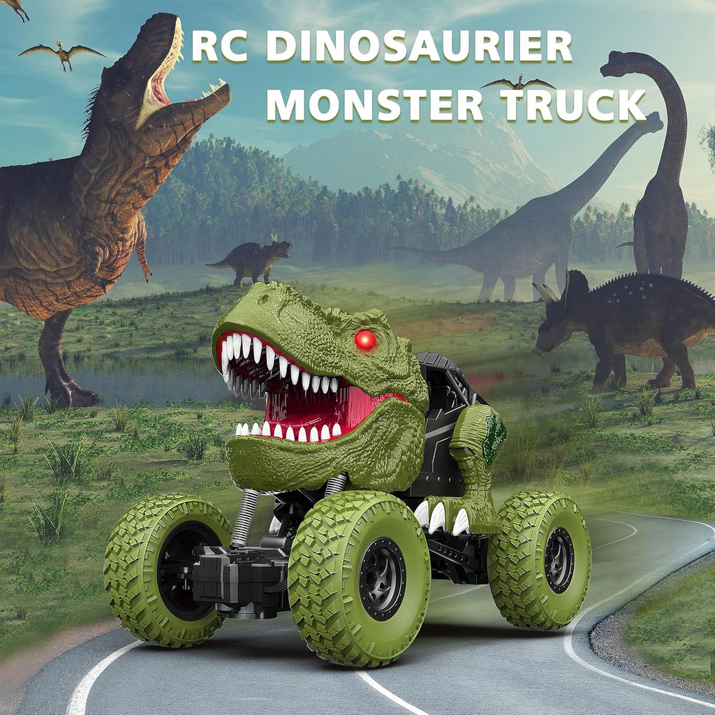 YEZI Coche de dinosaurio a control remoto para niños y niños, camió...